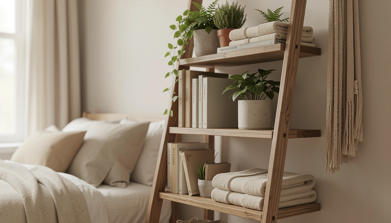 How To Style Ladder Shelf Decor For Bedroom Spaces